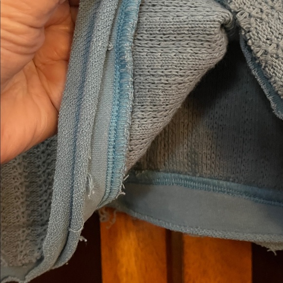 POL Shades of Blue Mixed Media Patchwork Top w/Tan-Rust-Brown-Cream Accents - Picture 10 of 13